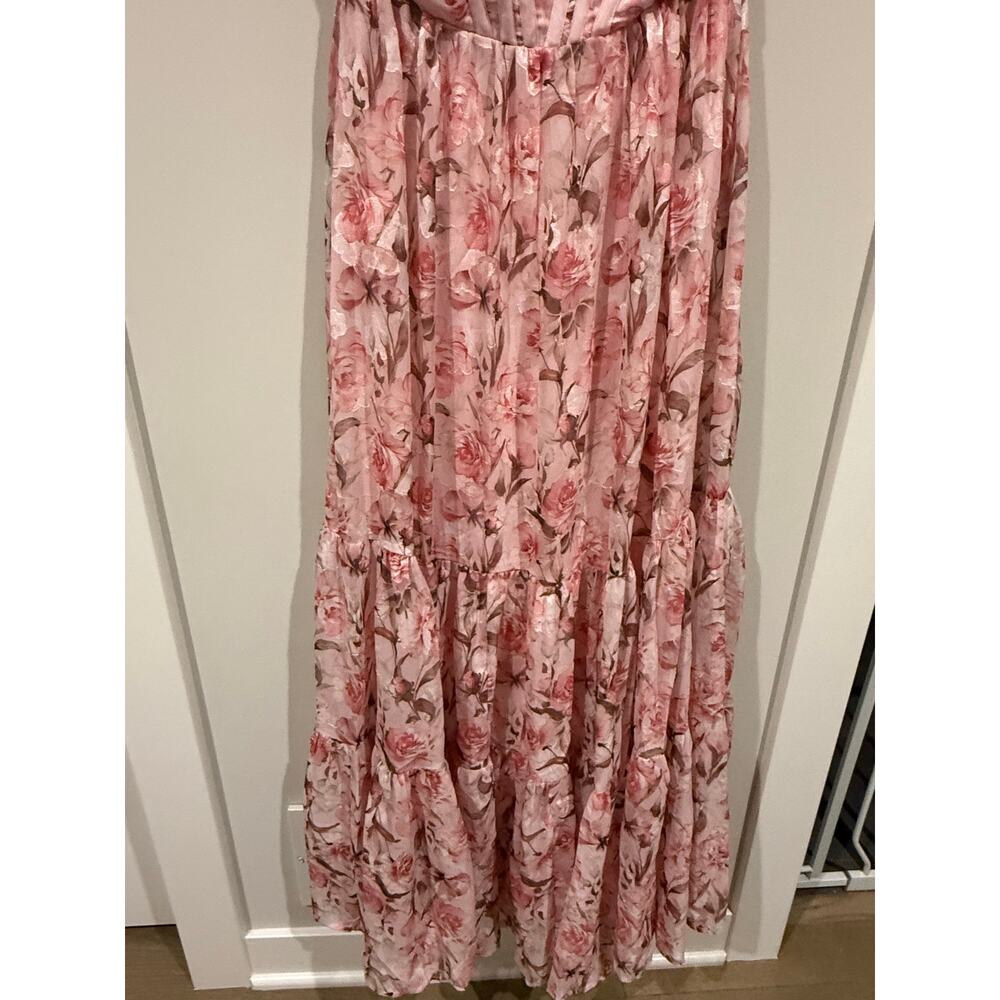 NWOT Lulus Special Moment Pink Floral Strapless Bustier Maxi Dress Size Medium - Picture 5 of 8